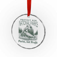 Protect Our National Parks Crystal Glass Ornament Parks Not Profits Retro Bear Nature Graphic - Wonder Print Shop