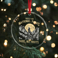 Protect Our National Parks Crystal Glass Ornament Parks Not Profits Wolf Retro Graphic - Wonder Print Shop