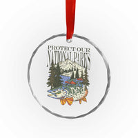 Protect Our National Parks Crystal Glass Ornament Wildlife Fishing Outdoor Adventure Retro - Wonder Print Shop