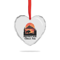 Protect Our National Parks Heart Crystal Glass Ornament Bison Buffalo Vintage Graphic - Wonder Print Shop