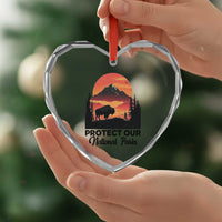 Protect Our National Parks Heart Crystal Glass Ornament Bison Buffalo Vintage Graphic - Wonder Print Shop