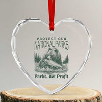 Protect Our National Parks Heart Crystal Glass Ornament Parks Not Profits Retro Bear Nature Graphic - Wonder Print Shop