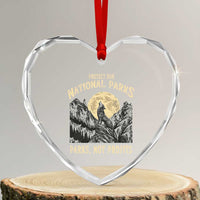 Protect Our National Parks Heart Crystal Glass Ornament Parks Not Profits Wolf Retro Graphic - Wonder Print Shop