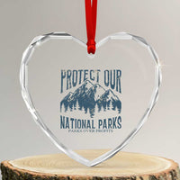 Protect Our National Parks Heart Crystal Glass Ornament Retro Mountain Nature Graphic - Wonder Print Shop