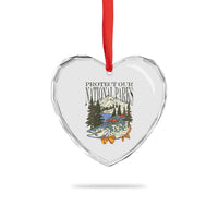 Protect Our National Parks Heart Crystal Glass Ornament Wildlife Fishing Outdoor Adventure Retro - Wonder Print Shop