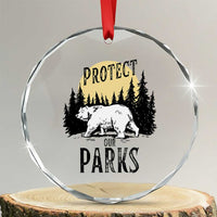 Protect Our Parks Crystal Glass Ornament Retro Bear Forest Nature Graphic TS02