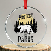 Protect Our Parks Crystal Glass Ornament Retro Bear Forest Nature Graphic - Wonder Print Shop
