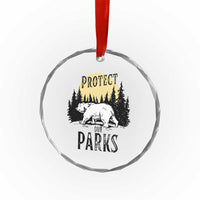 Protect Our Parks Crystal Glass Ornament Retro Bear Forest Nature Graphic TS02