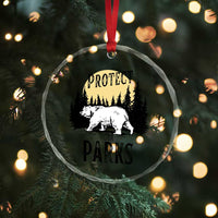Protect Our Parks Crystal Glass Ornament Retro Bear Forest Nature Graphic - Wonder Print Shop