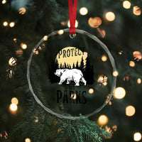 Protect Our Parks Crystal Glass Ornament Retro Bear Forest Nature Graphic TS02