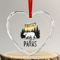 Protect Our Parks Heart Crystal Glass Ornament Retro Bear Forest Nature Graphic - Wonder Print Shop