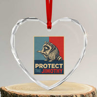 Protect The Jimothy Heart Crystal Glass Ornament Funny Retro Trash Panda Animal Lover Meme