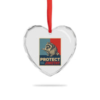 Protect The Jimothy Heart Crystal Glass Ornament Funny Retro Trash Panda Animal Lover Meme