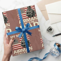 Proud Air Force Dad Wrapping Paper Roll My Soldier Airman Calls Me Dad US Flag - Wonder Print Shop