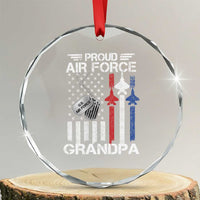 Proud Air Force Grandpa Crystal Glass Ornament Military Army Grandfather Vintage American Flag