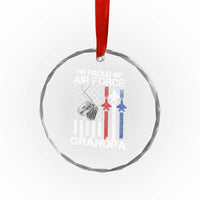 Proud Air Force Grandpa Crystal Glass Ornament Military Army Grandfather Vintage American Flag