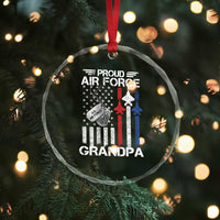 Proud Air Force Grandpa Crystal Glass Ornament Military Army Grandfather Vintage American Flag