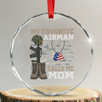 Proud Air Force Mom Crystal Glass Ornament My Favorite Airman Military Family Camo US Flag - Wonder Print Shop