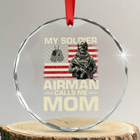 Proud Air Force Mom Crystal Glass Ornament My Soldier Airman Calls Me Mom US Flag - Wonder Print Shop