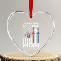 Proud Air Force Mom Heart Crystal Glass Ornament Military Army Mama Vintage American Flag