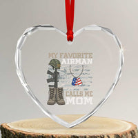 Proud Air Force Mom Heart Crystal Glass Ornament My Favorite Airman Military Family Camo US Flag - Wonder Print Shop