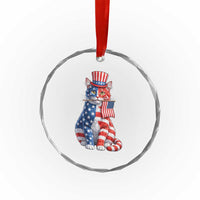 Proud American Cat Lover Crystal Glass Ornament Patriotic Animal Lover Gift
