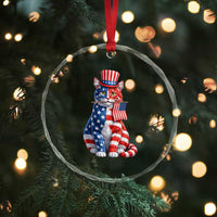 Proud American Cat Lover Crystal Glass Ornament Patriotic Animal Lover Gift