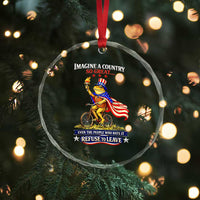Proud American Humor Patriotic Frog On Bicycle Graphic Crystal Glass Ornament Imagine A Country So Great Pride