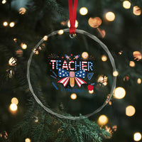 Proud American Teacher 250 Years Crystal Glass Ornament Patriotic Educator Gift