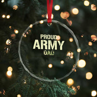 Proud Army Dad Crystal Glass Ornament Military Camo American Flag Father's Day