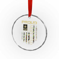 Proud Army Dad Crystal Glass Ornament Military Father US Army Camo Flag