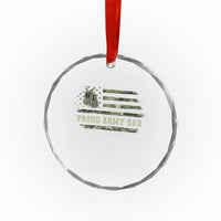 Proud Army Dad Crystal Glass Ornament Vintage Camo American Flag Veteran Father's Day TS11