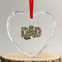 Proud Army Dad USA Flag Camo Heart Crystal Glass Ornament Fathers Day Gift