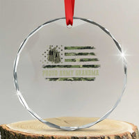Proud Army Grandma Crystal Glass Ornament Vintage Camo American Flag Veteran TS11