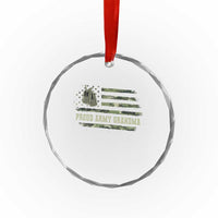 Proud Army Grandma Crystal Glass Ornament Vintage Camo American Flag Veteran TS11