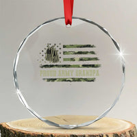 Proud Army Grandpa Crystal Glass Ornament Vintage Camo American Flag Veteran - Wonder Print Shop