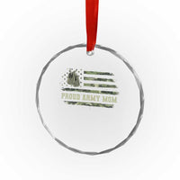 Proud Army Mom Crystal Glass Ornament Vintage Camo American Flag Veteran Mother's Day TS11