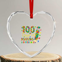 Proud Autism Teacher 100 Days Of School Heart Crystal Glass Ornament Making A Difference