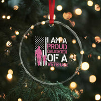 Proud Daughter Veteran Nothing Scares Crystal Glass Ornament Patriotic Military Family Support