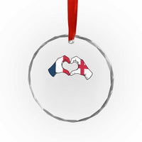 Proud Fance England Heritage Hand Heart Graphic Crystal Glass Ornament French English Anglo Roots Cross Border Love Unity