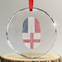 Proud France England Flag Fingerprint DNA Graphic Crystal Glass Ornament French Anglo English Heritage Roots Dual Patriotism