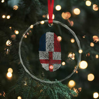 Proud France England Flag Fingerprint DNA Graphic Crystal Glass Ornament French Anglo English Heritage Roots Dual Patriotism