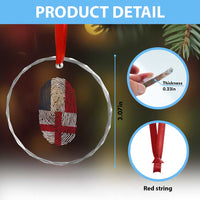 Proud France England Flag Fingerprint DNA Graphic Crystal Glass Ornament French Anglo English Heritage Roots Dual Patriotism