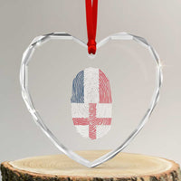 Proud France England Flag Fingerprint DNA Graphic Heart Crystal Glass Ornament French Anglo English Heritage Roots Dual Patriotism