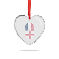 Proud France England Flag Fingerprint DNA Graphic Heart Crystal Glass Ornament French Anglo English Heritage Roots Dual Patriotism