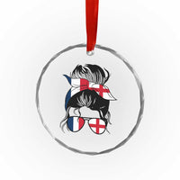 Proud France England Flag Messy Bun Bandana Sunglasses Graphic Crystal Glass Ornament French Anglo English Heritage Roots Woman