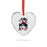 Proud France England Flag Messy Bun Bandana Sunglasses Graphic Heart Crystal Glass Ornament French Anglo English Heritage Roots Woman