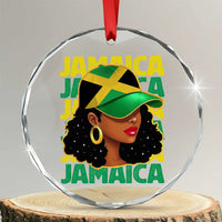 Proud Jamaican Afro Black Woman Jamaica Flag Pride Crystal Glass Ornament - Wonder Print Shop