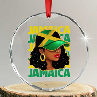 Proud Jamaican Afro Black Woman Jamaica Flag Pride Crystal Glass Ornament TS10