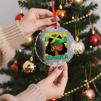 Proud Jamaican Afro Black Woman Jamaica Flag Pride Crystal Glass Ornament - Wonder Print Shop